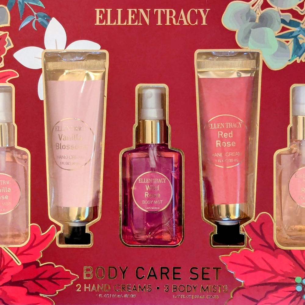 Ellen Tracy Red Floral Hand Cream & Body Mist Gift Set